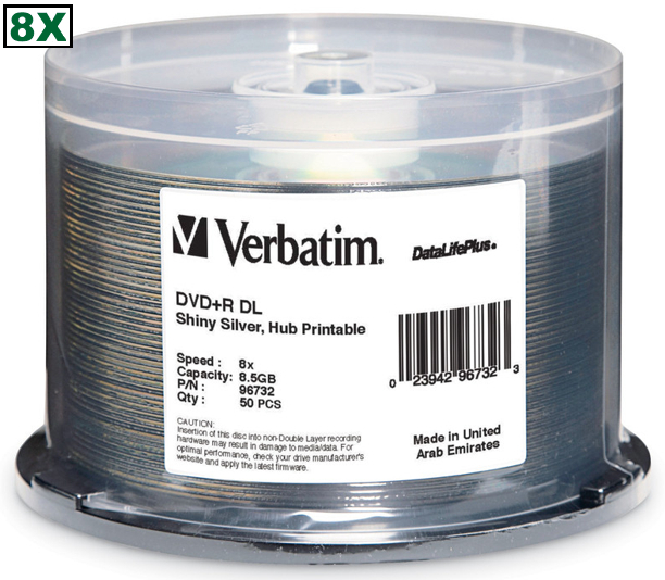 8X Verbatim Double Layer 8.5 GB DVD+R's