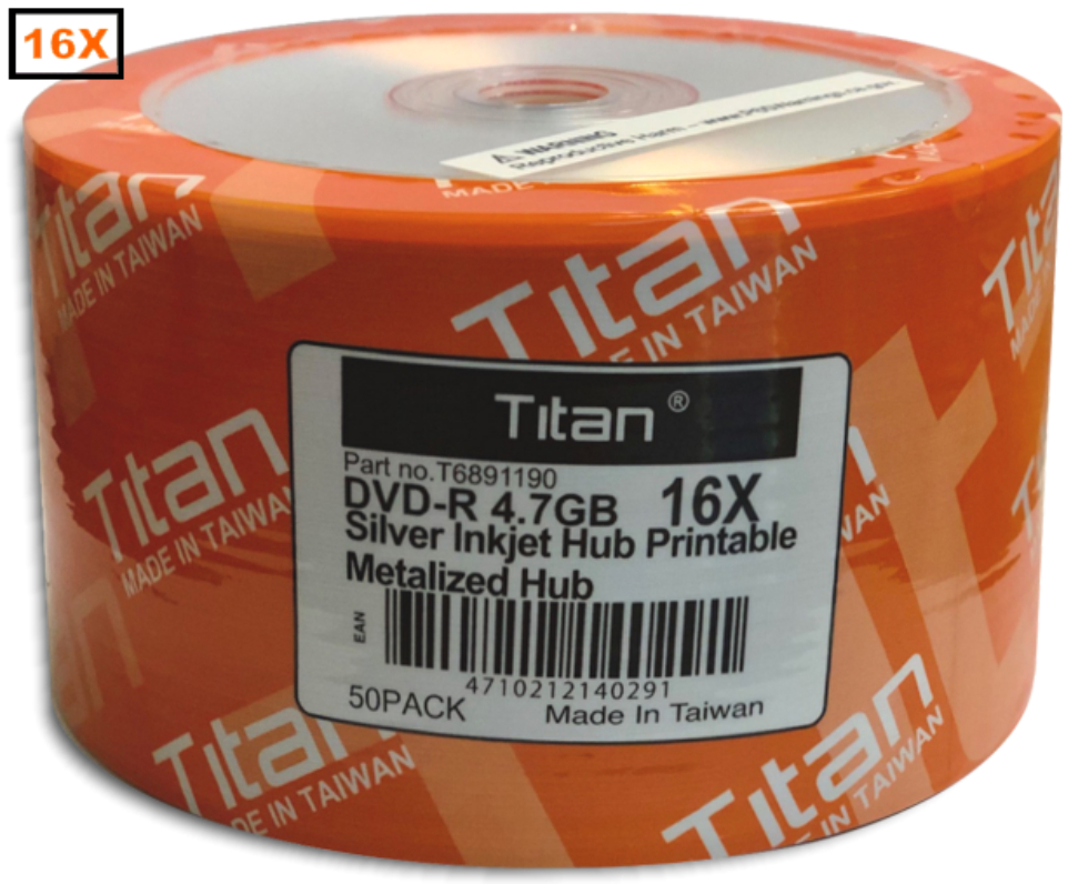 GenesysDTP.com - Titan 4.7GB 16X Silver Inkjet Hub Printable DVD-R's